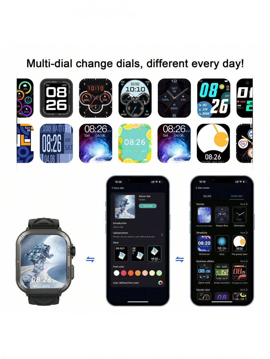 Blackview Rugged Smart Watch Long Battery Waterproof Bluetooth Calls