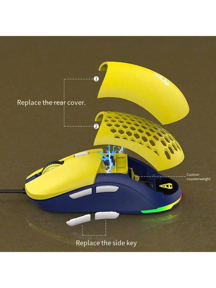 FirstBlood F15 RGB Lightweight Wired Gaming Mouse with DIY Back Cover