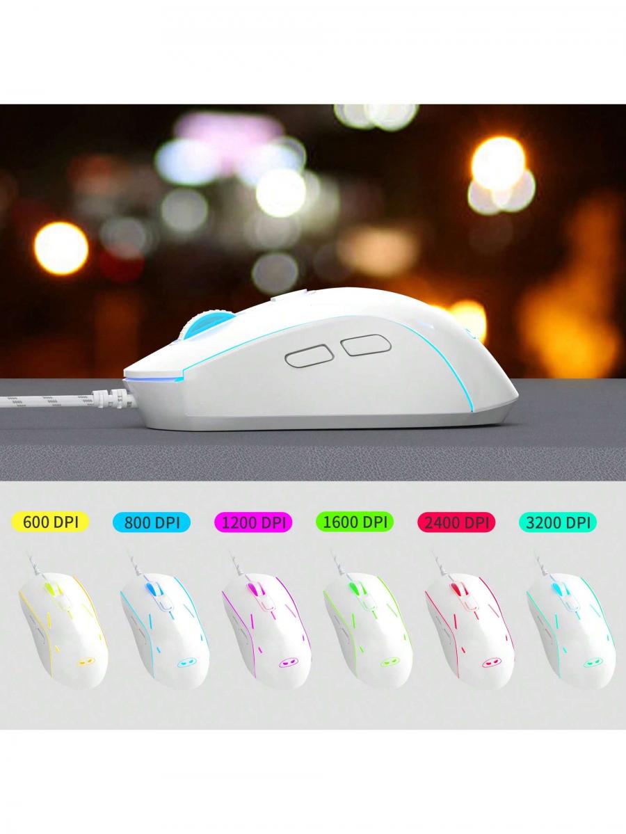 MageGee RGB Gaming Keyboard Mouse Combo Quiet Wired 104 Keys White Blue