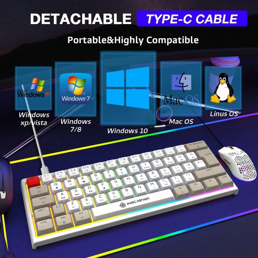 Gaming-Tastatur-Maus-Kombination RGB Mechanische PBT-Tastenkappen Ergonomisches Design