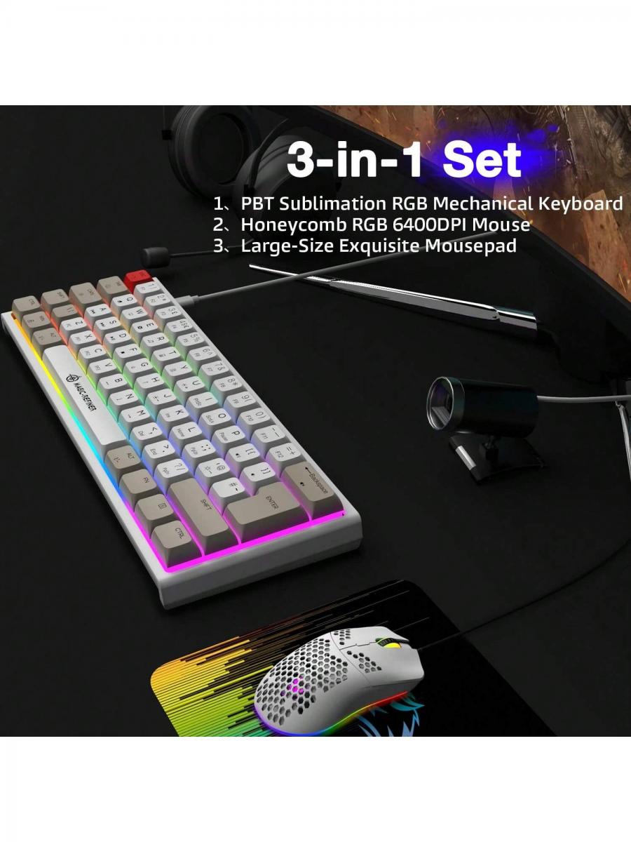 Gaming-Tastatur-Maus-Kombination RGB Mechanische PBT-Tastenkappen Ergonomisches Design