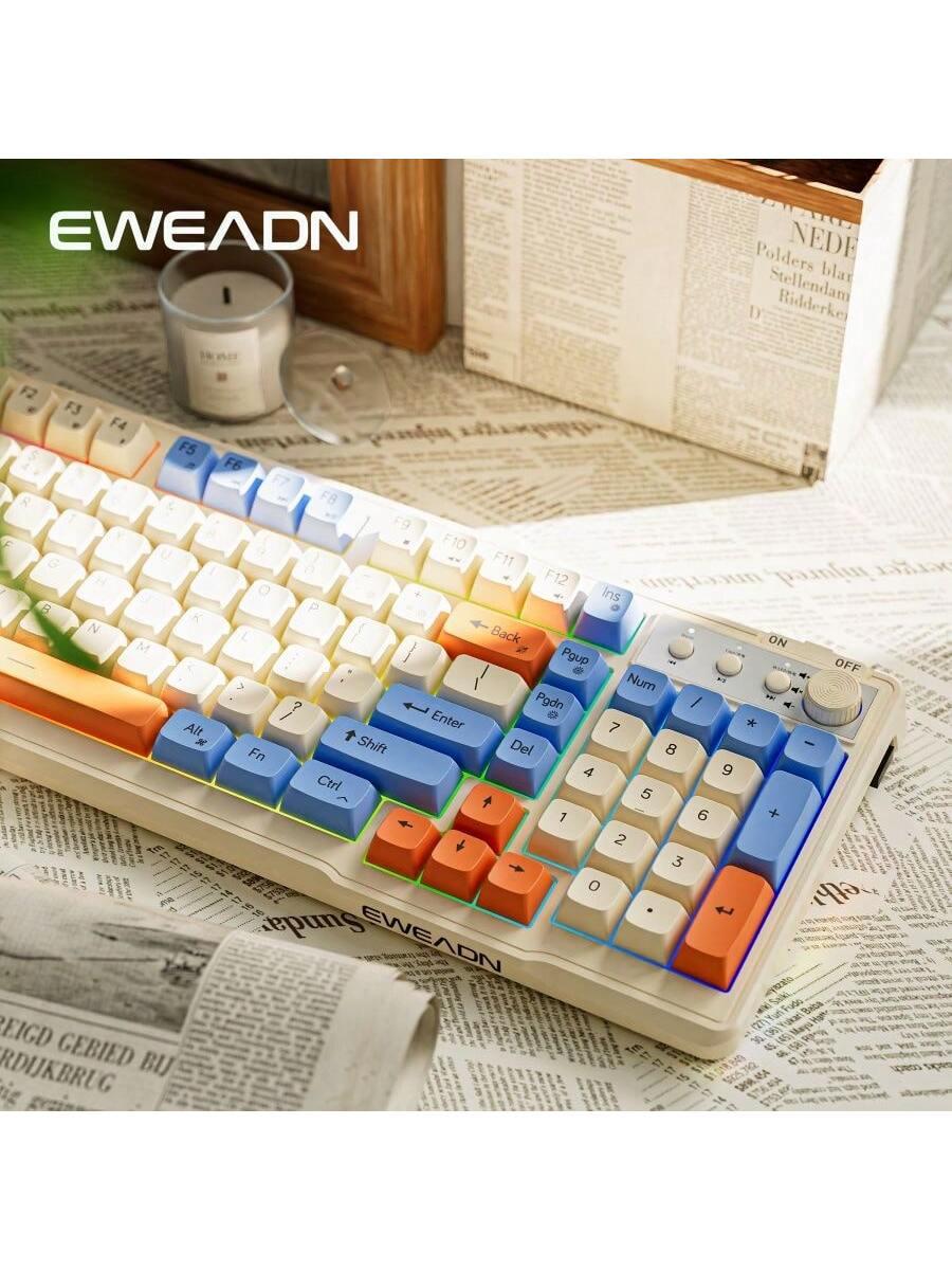EWEADN V98 Kabellose Bluetooth-Tastatur, leises mechanisches Gefühl