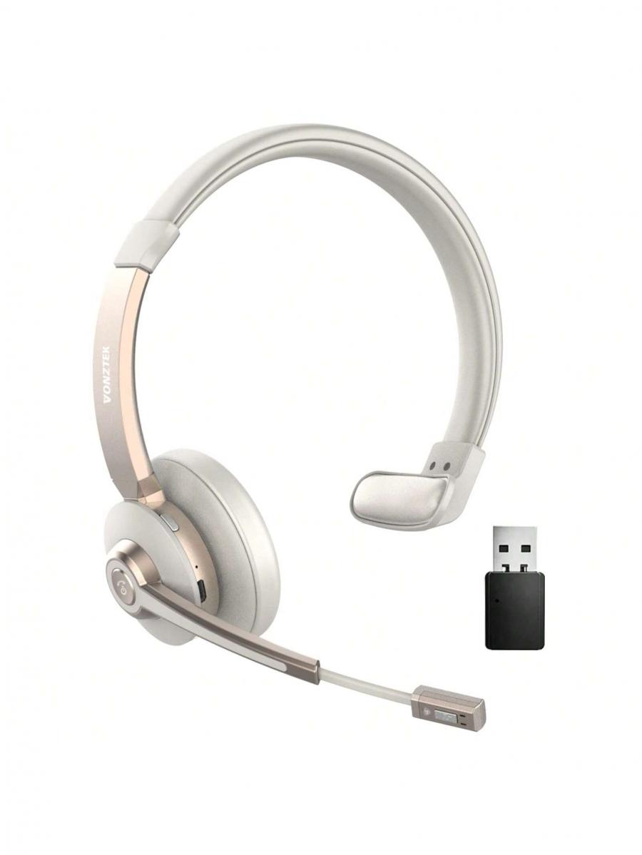 Wireless Bluetooth Headset with Microphone Noise Canceling Gold