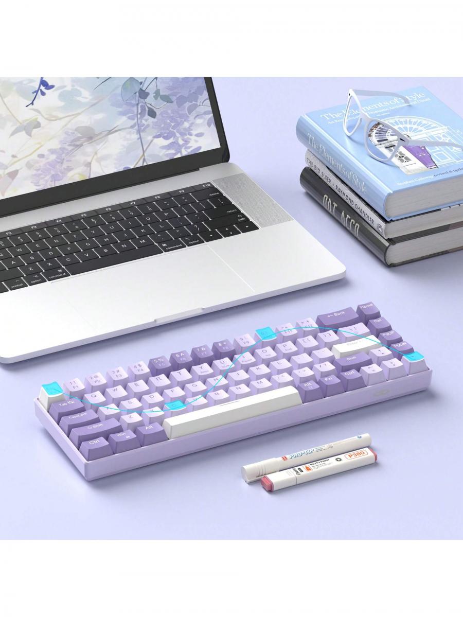 MageGee Box 60 RGB Hot Swappable Mechanical Keyboard Lavender 68 Keys