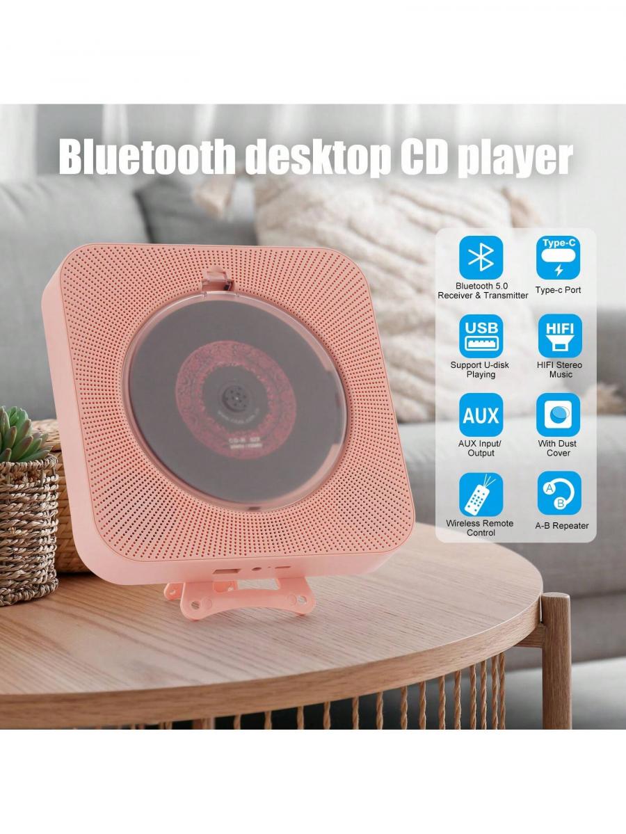 Bluetooth Rechargeable CD Player With Speakers for Home Use