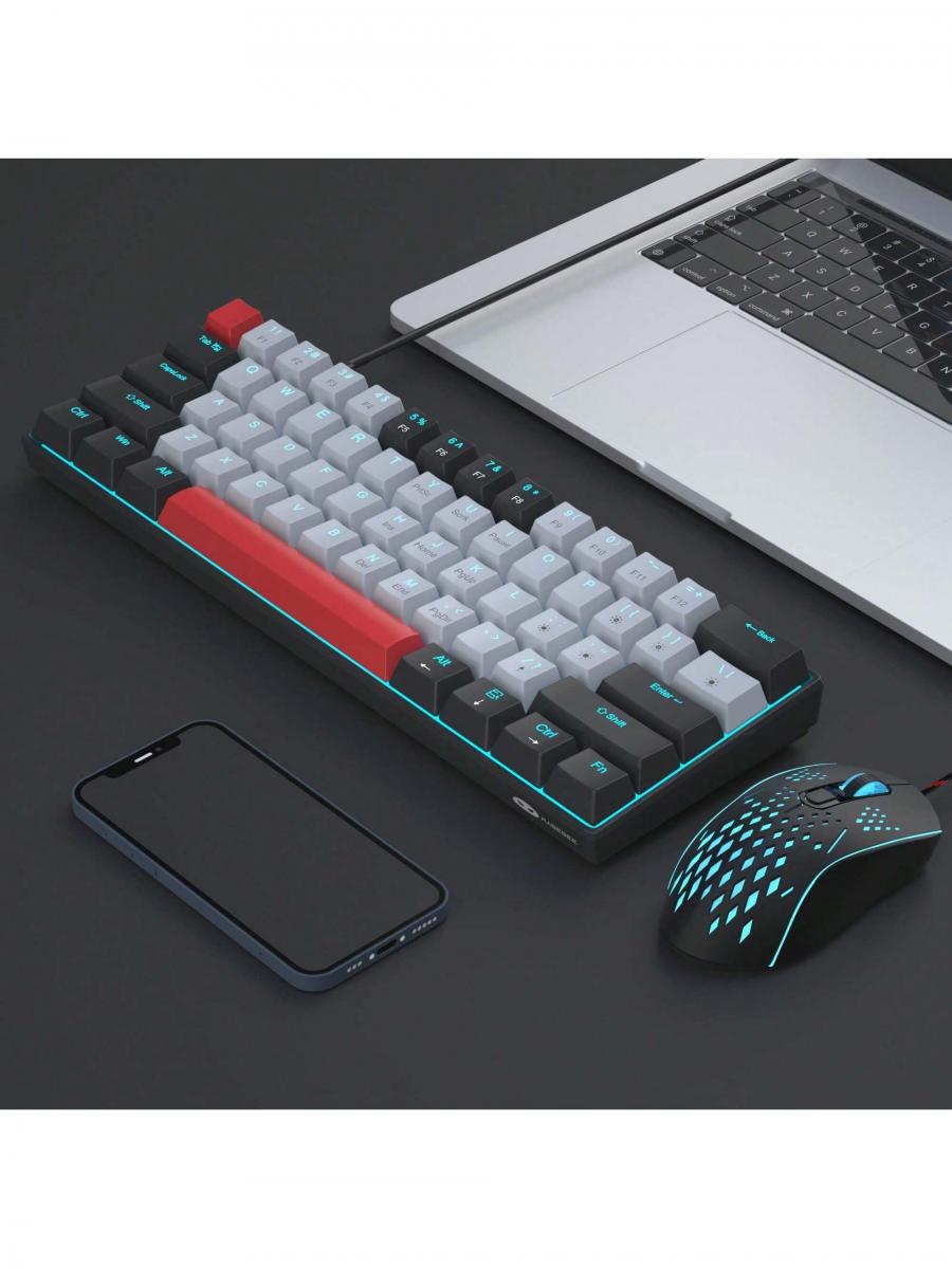 MageGee 60 Mechanical Gaming Keyboard Mouse Combo Hot Swappable Blue Backlit