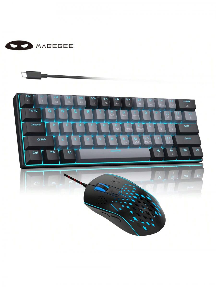MageGee 60 Mechanical Gaming Keyboard Mouse Combo Hot Swappable Blue Backlit