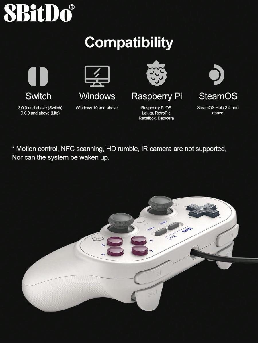8bitdo Pro 2 Wired Gamepad for Switch Lite PC Android Raspberry Pi