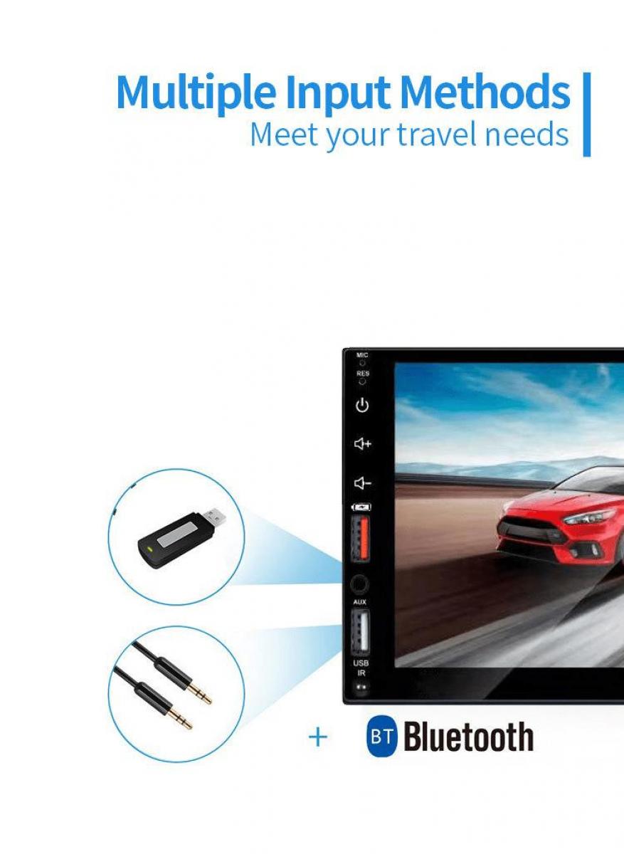 Acodo Dual USB 7 Inch HD Touch Screen Car MP5 Player Bluetooth TF Card