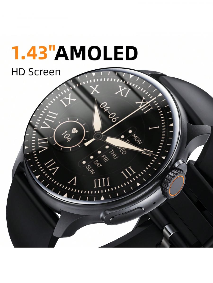 Smart Watch for Men AMOLED Display Fitness Tracker 100 Sports Modes