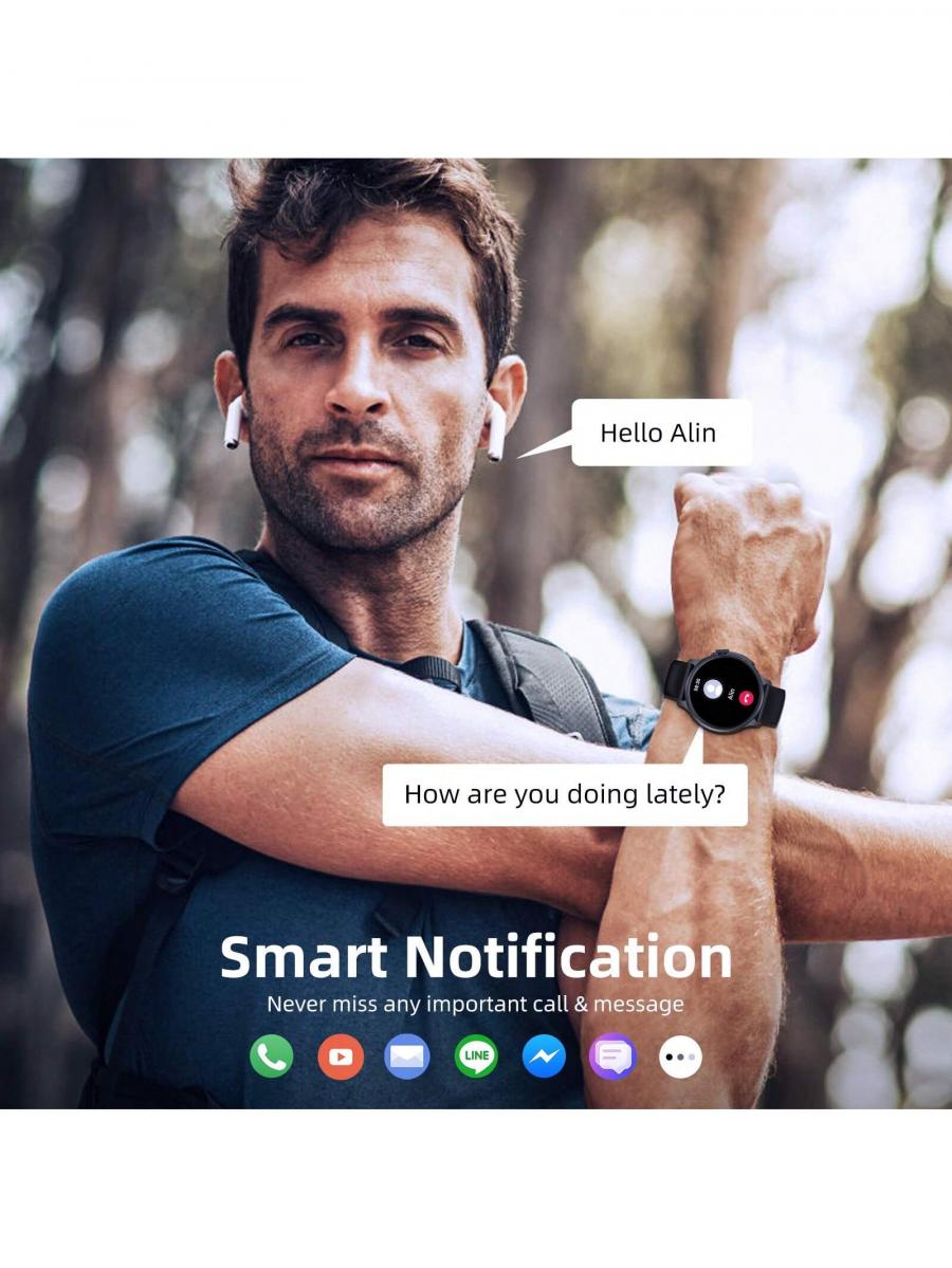 Smart Watch for Men AMOLED Display Fitness Tracker 100 Sports Modes