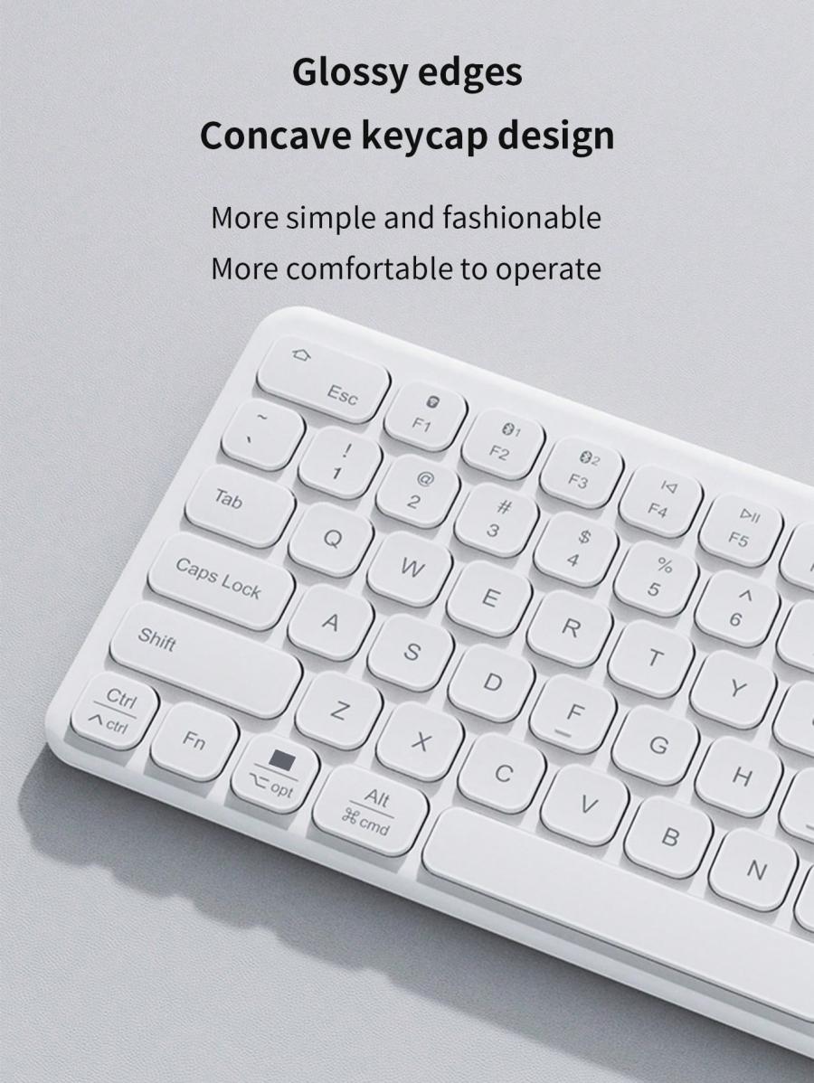 B087 Kabelloses ergonomisches Tastatur- und Maus-Set, wiederaufladbar, leise, Weiß