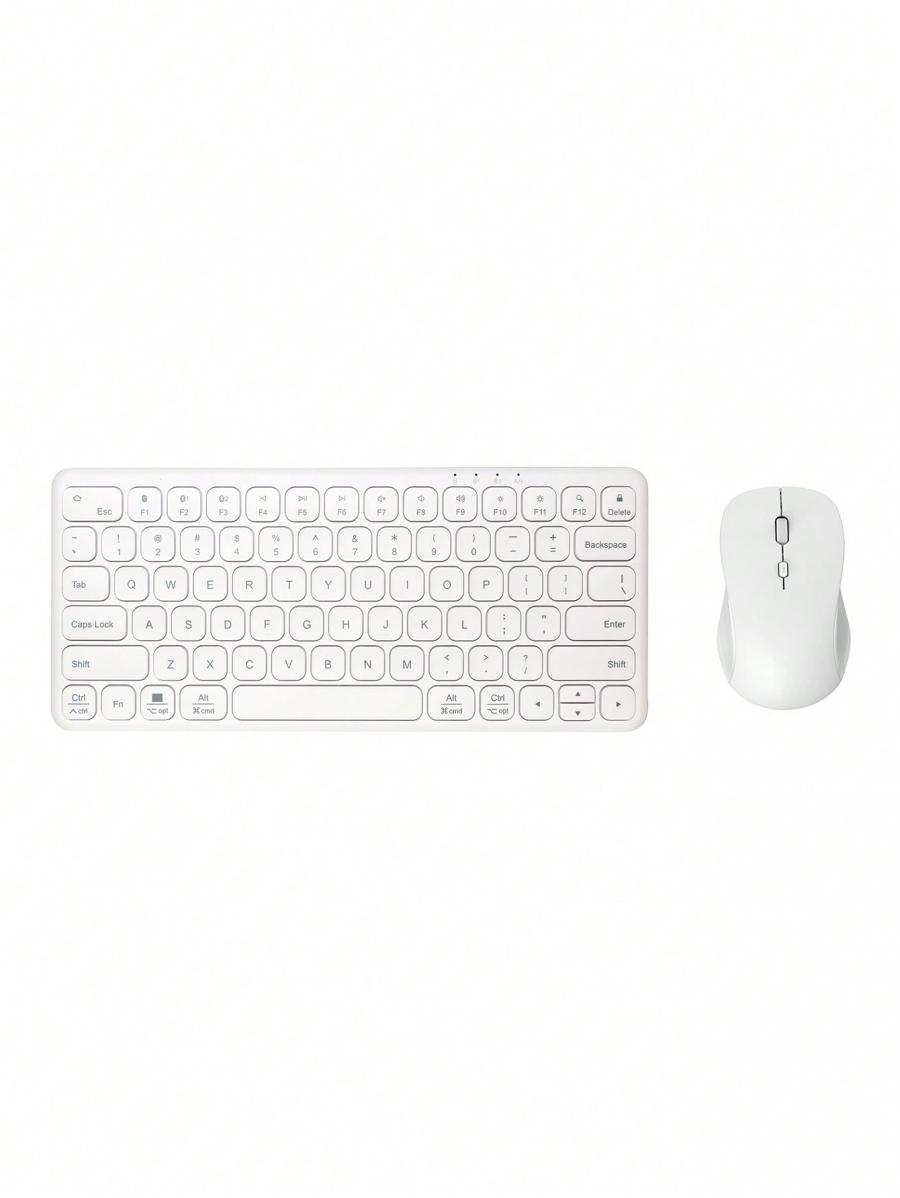 B087 Kabelloses ergonomisches Tastatur- und Maus-Set, wiederaufladbar, leise, Weiß