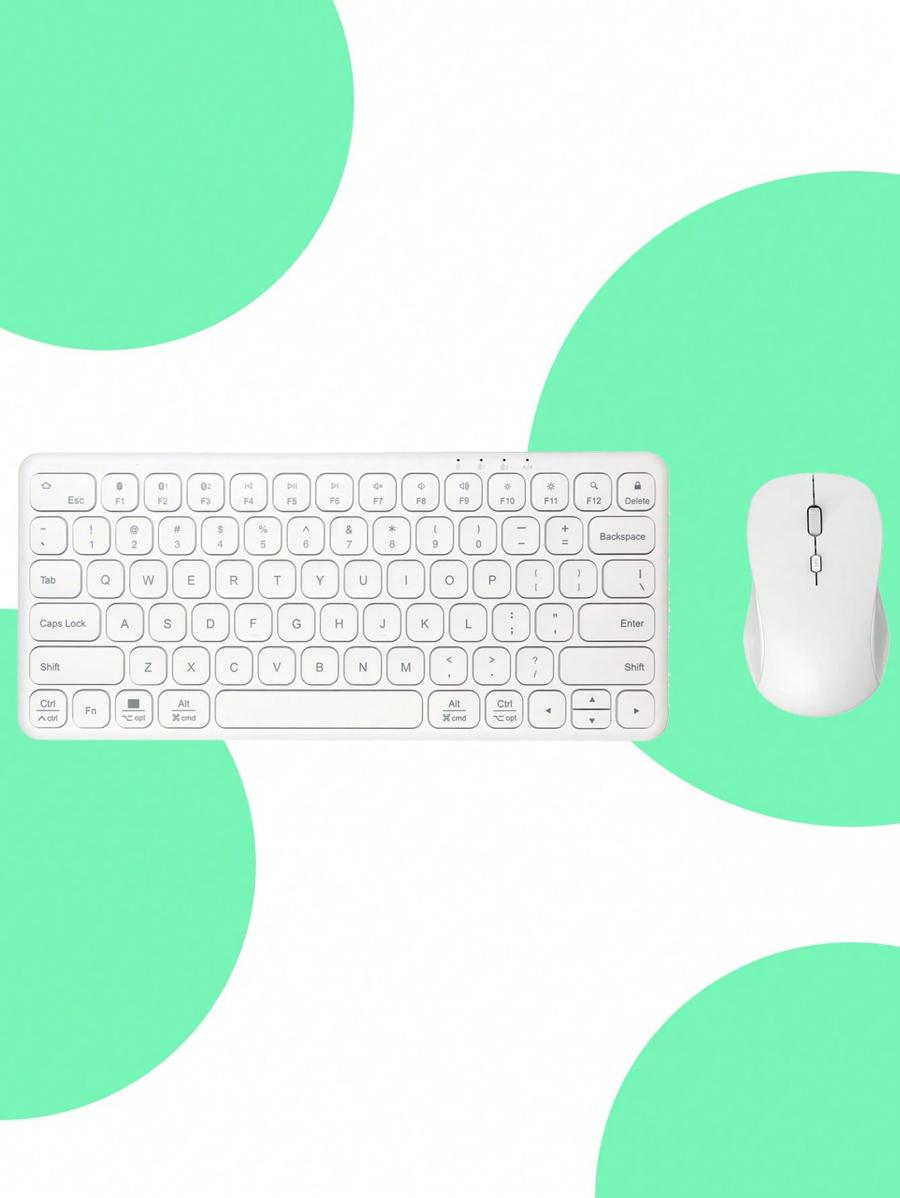 B087 Kabelloses ergonomisches Tastatur- und Maus-Set, wiederaufladbar, leise, Weiß