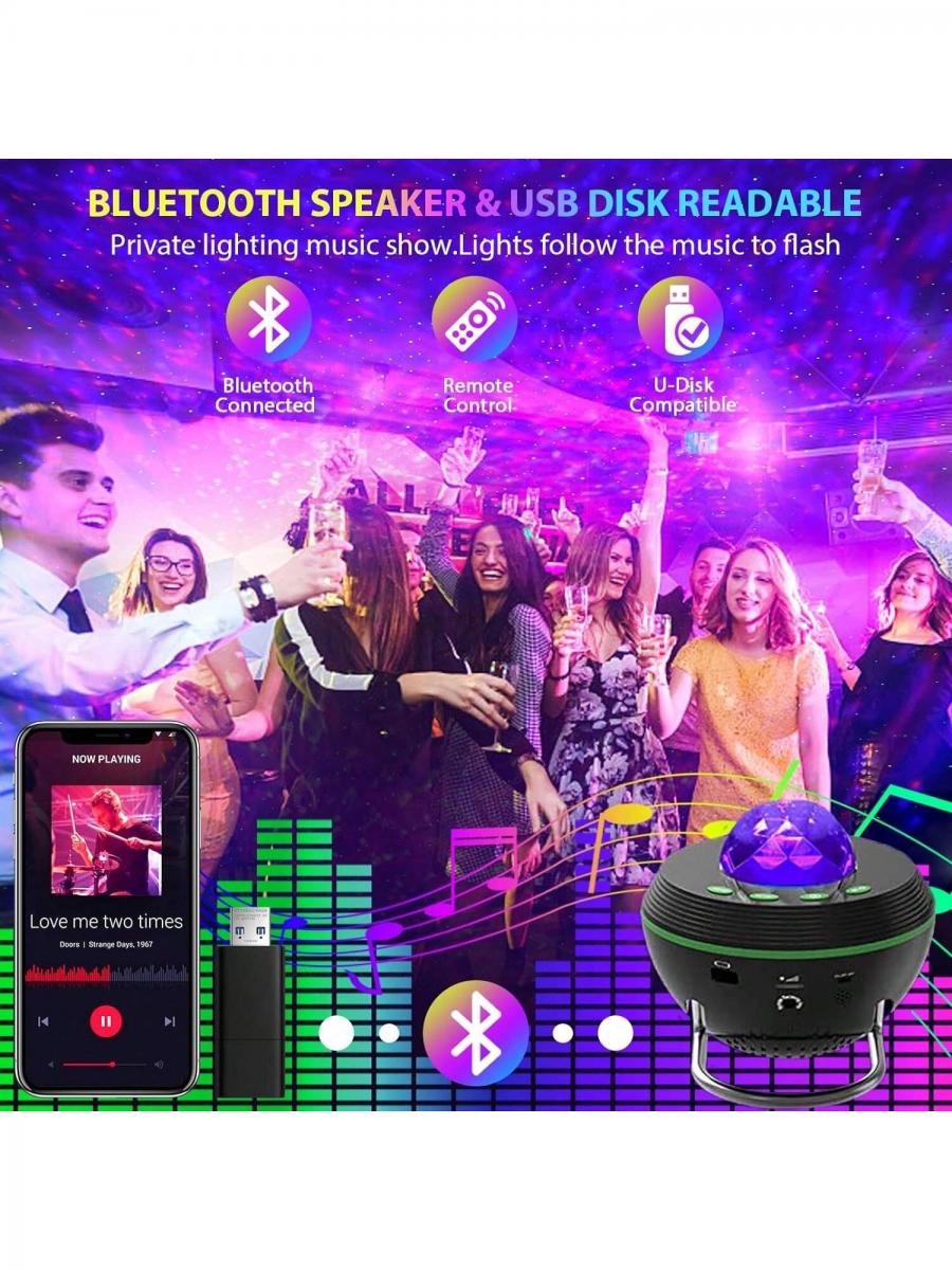 Galaxy Star Night Light Projector with Bluetooth Speaker and Remote