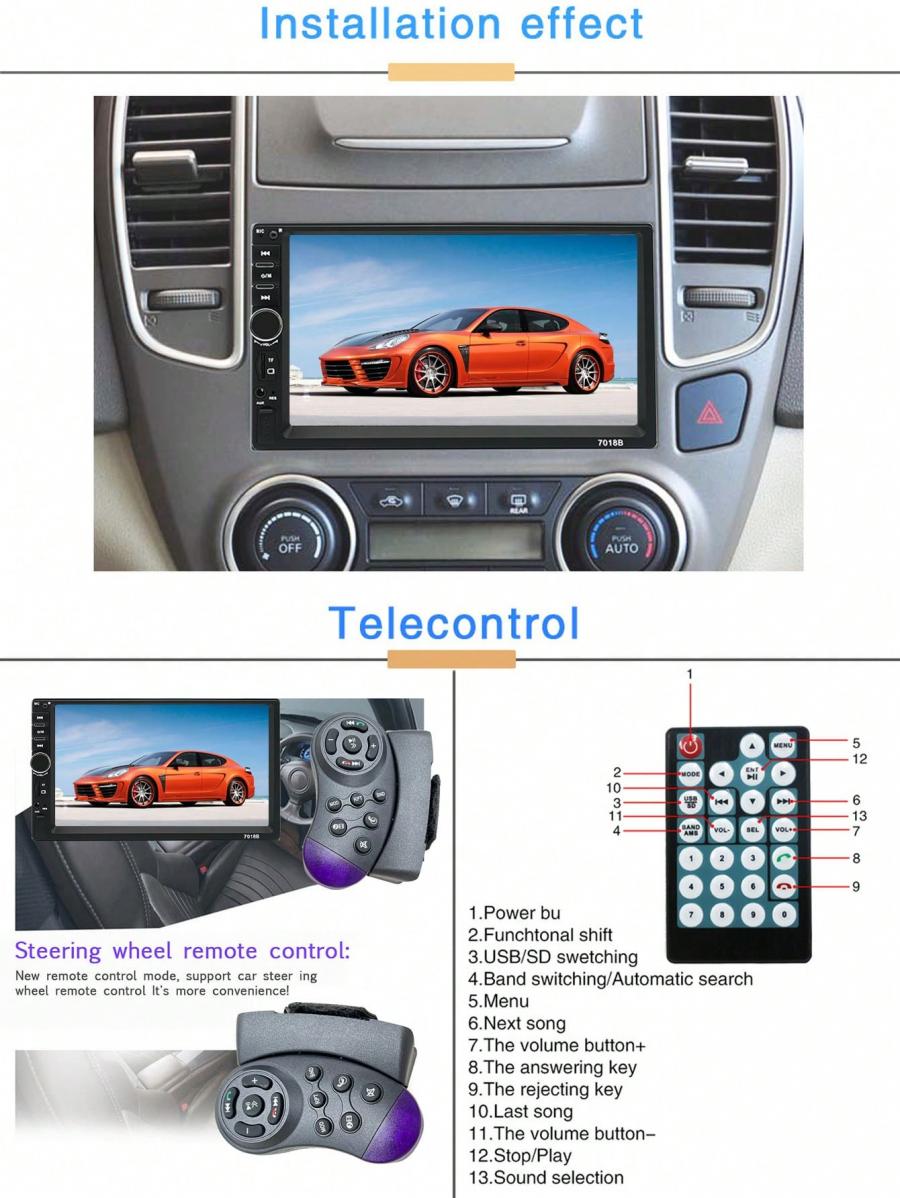 Universal 7 Inch Touch Screen Car MP5 Multimedia Player Stereo Radio
