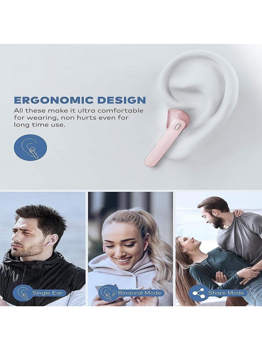 FORKODA Wireless Bluetooth Earbuds Waterproof High Fidelity Stereo Pink
