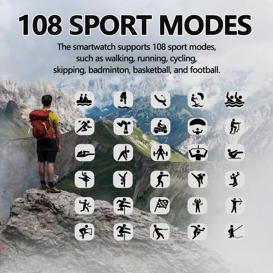 Outdoor Sports Smartwatch 196 Inch Fitness Tracker for iPhone Android