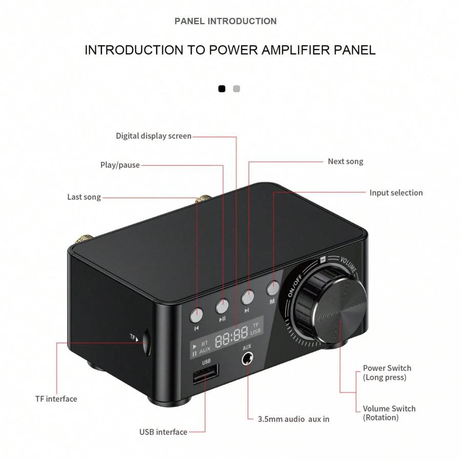HiFi Mini Bluetooth 50 Digital Amplifier Stereo Audio Receiver