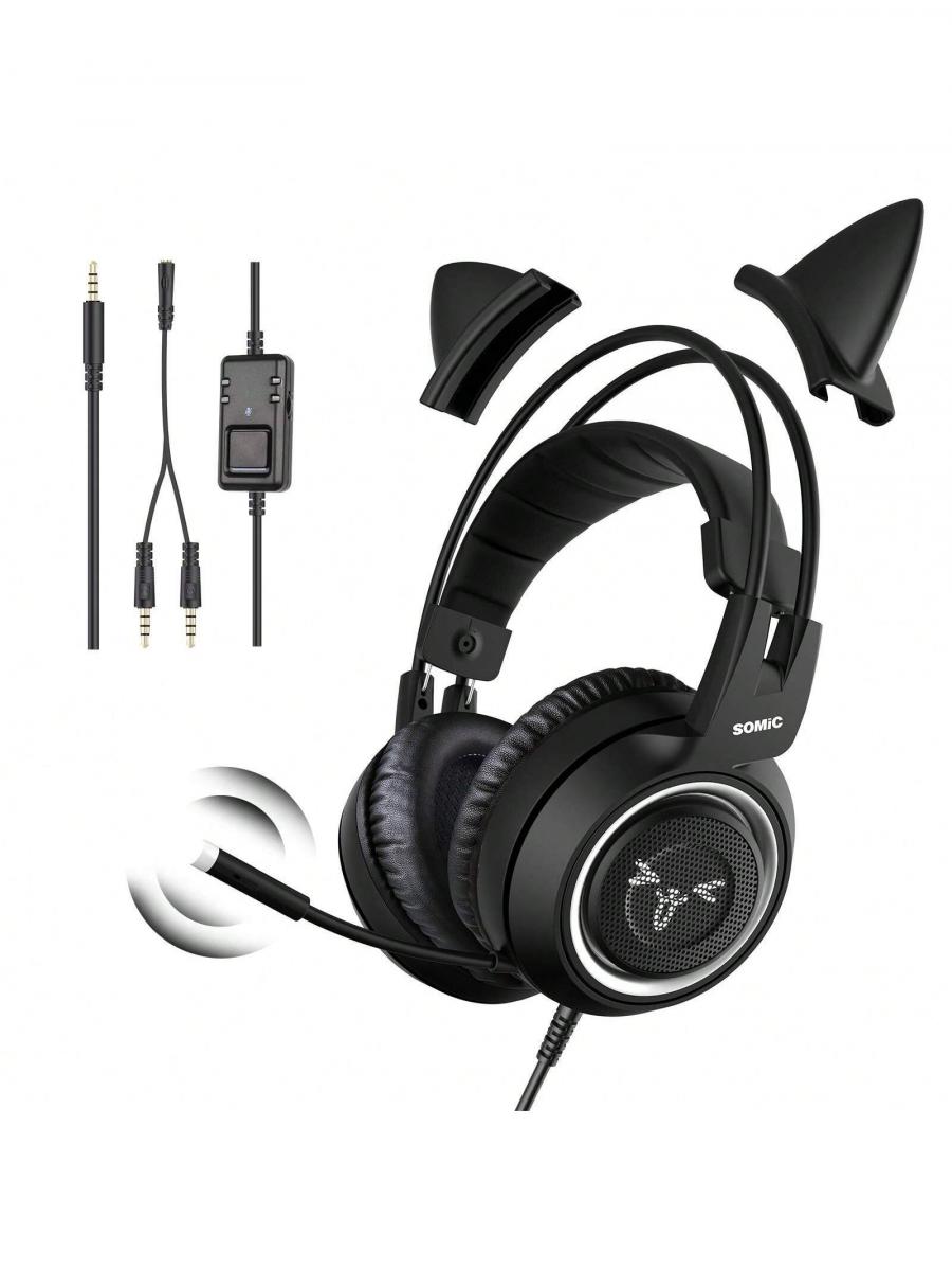 SOMIC G951s Stereo-Gaming-Headset mit Mikrofon für PS4, Xbox, PC, Schwarz