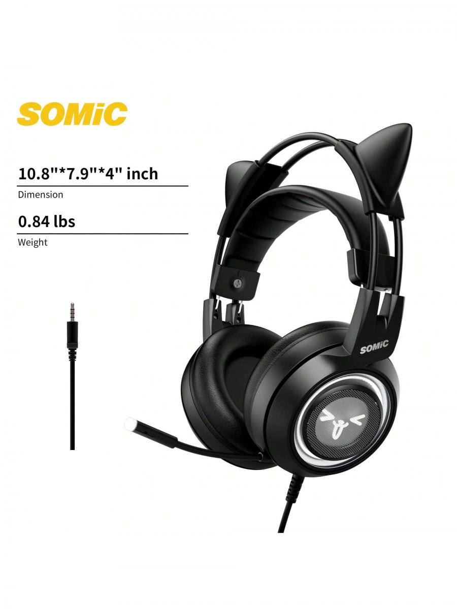 SOMIC G951s Stereo-Gaming-Headset mit Mikrofon für PS4, Xbox, PC, Schwarz
