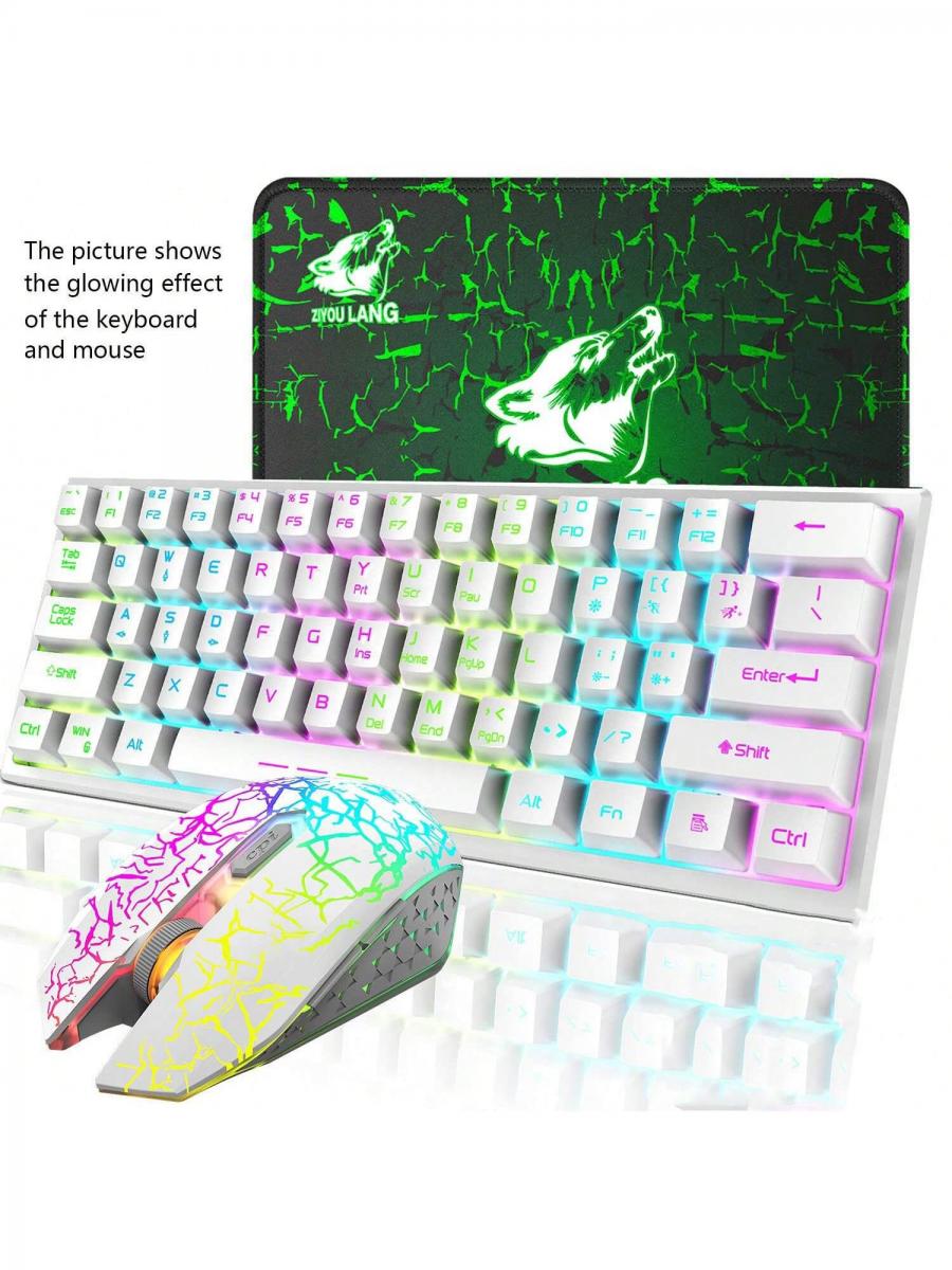 Rainbow Backlit Wireless Gaming Keyboard Mouse Combo Ergonomic RGB