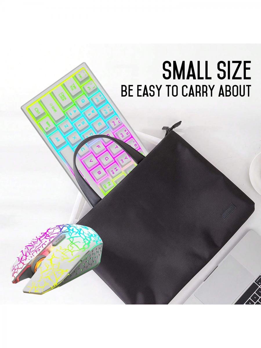 Rainbow Backlit Wireless Gaming Keyboard Mouse Combo Ergonomic RGB