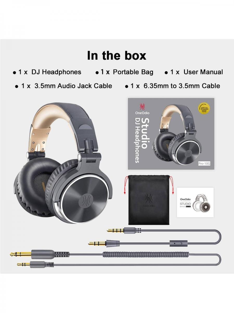 OneOdio Wired Over Ear Headphones with Mic HiFi Sound Gray