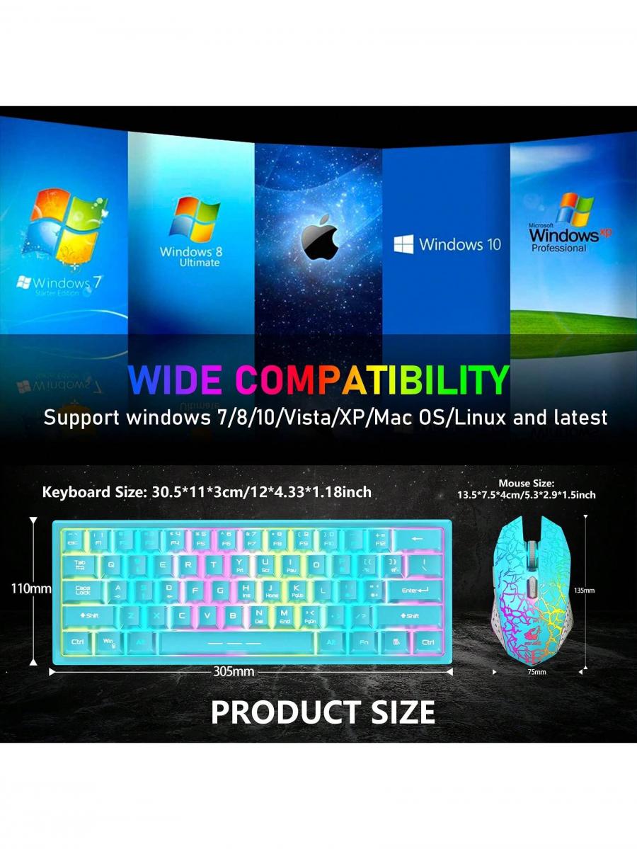T61 Wireless Gaming Keyboard Mouse Combo Ergonomic RGB Rechargeable 4000mAh