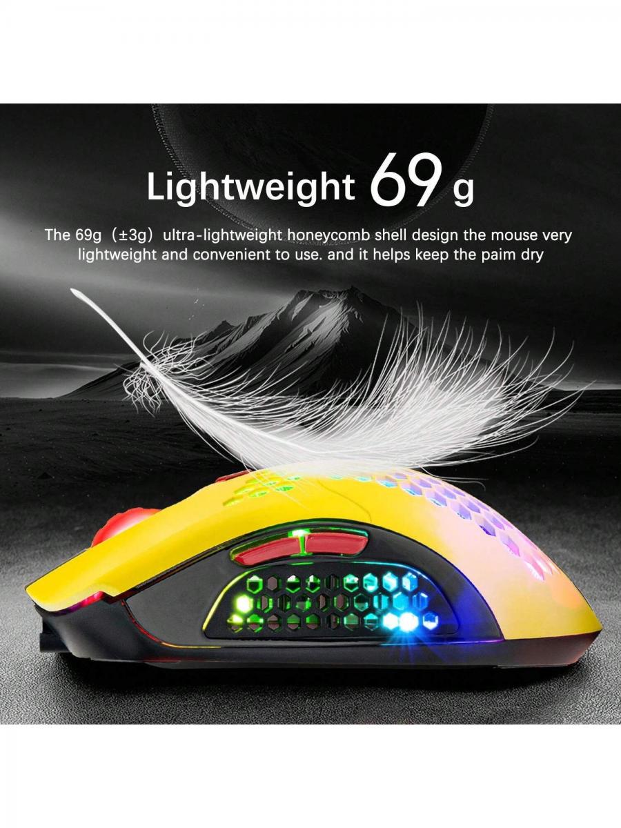 Lightweight RGB Gaming Mouse 12000DPI Wireless Wired Honeycomb Shell