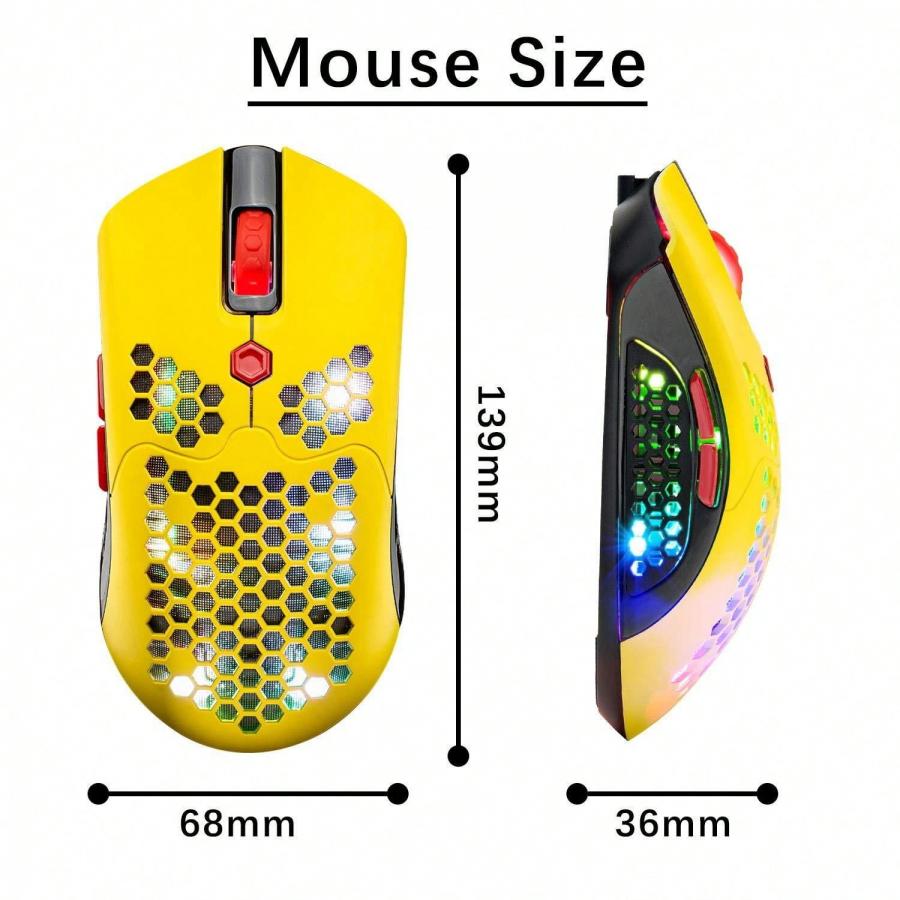 Lightweight RGB Gaming Mouse 12000DPI Wireless Wired Honeycomb Shell