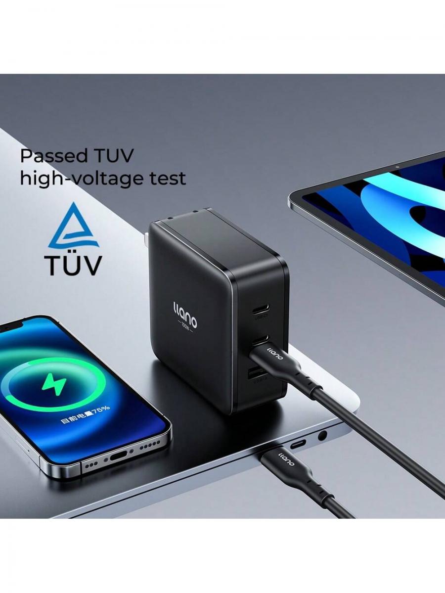 Llano 100W Foldable GaN Charger Set with 18m USB C Cable