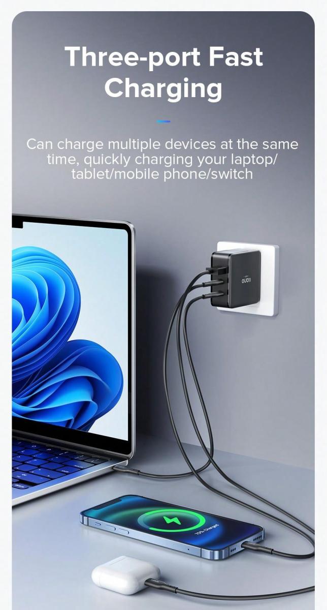 Llano 100W Foldable GaN Charger Set with 18m USB C Cable