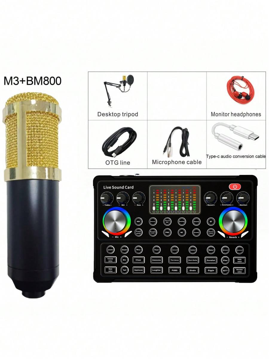 BM800 Podcast Equipment Bundle with M3 Sound Card Voice Changer