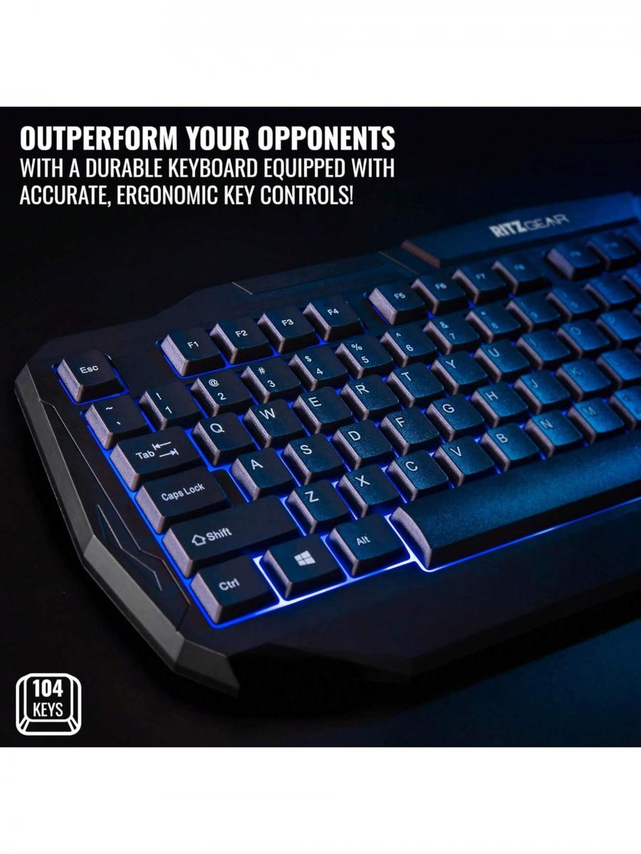 Комплект игрового ПК Ritz Gear со светодиодной подсветкой 4 в 1 для всех устройств