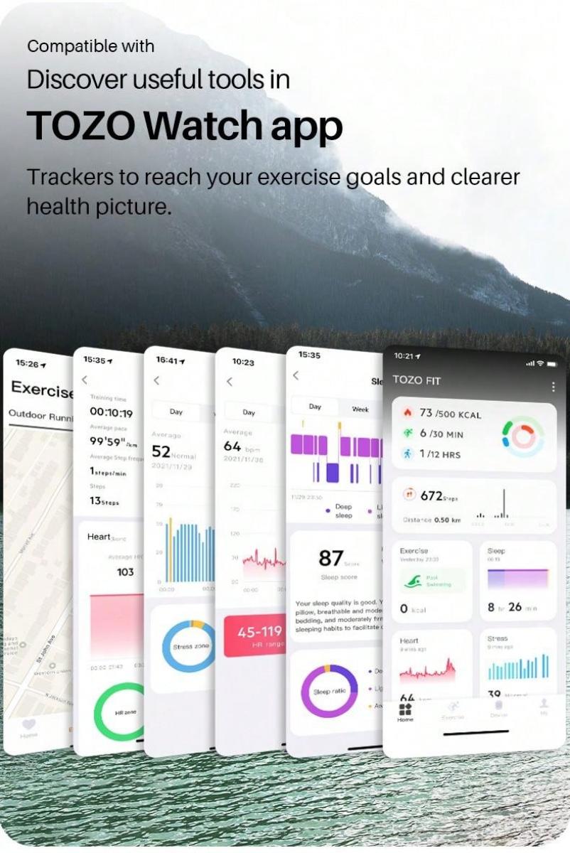 TOZO S2 Smart Watch with Alexa Fitness Tracker Heart Rate Monitor