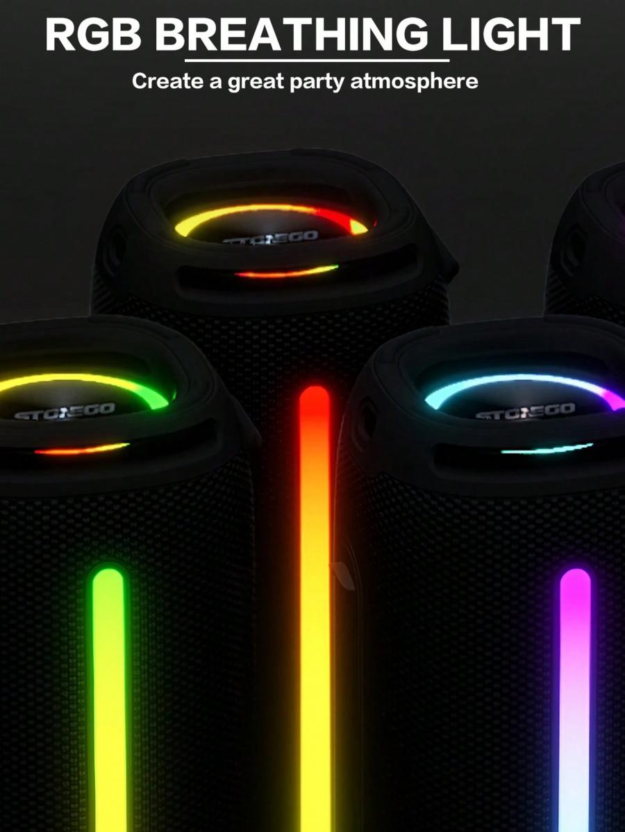 Portable Bluetooth 5.3 Dual Speaker TWS RGB Waterproof Audio 33H Play