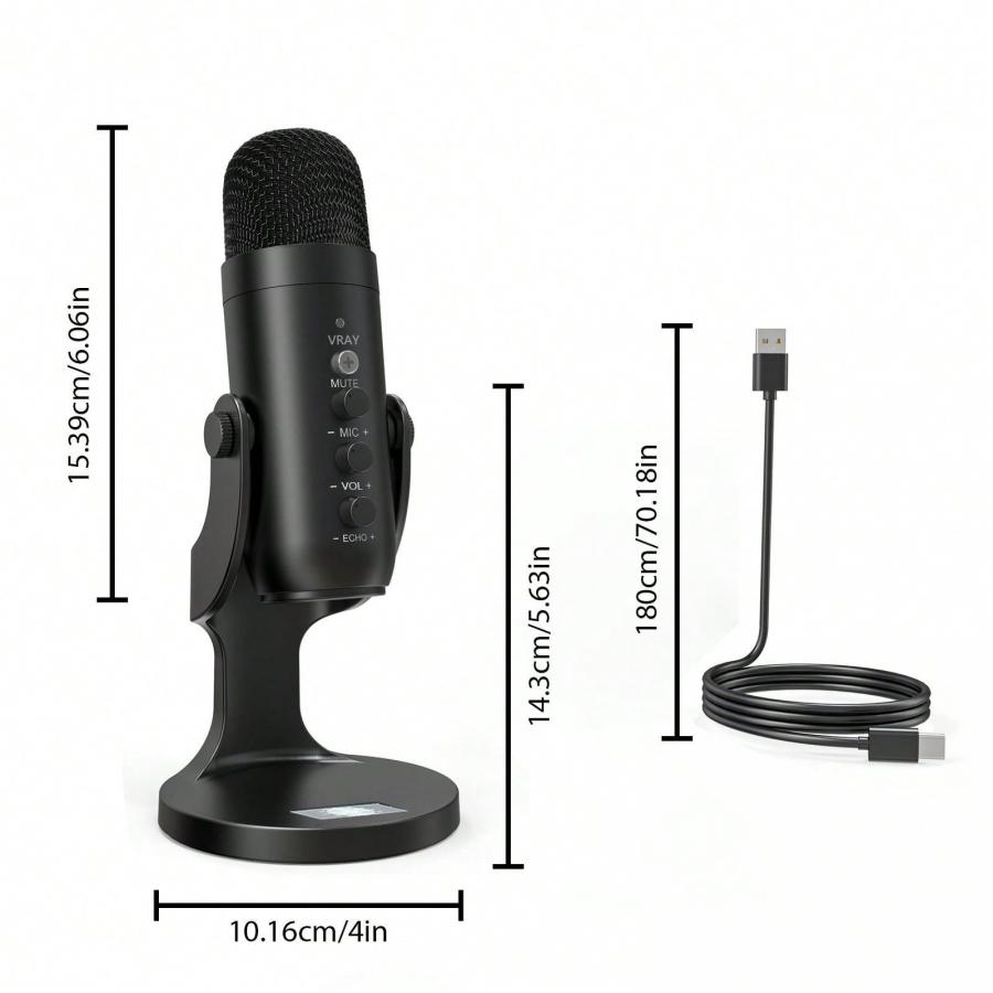 Конденсаторный USB-микрофон ZealSound для компьютерных игр и подкастов, черный