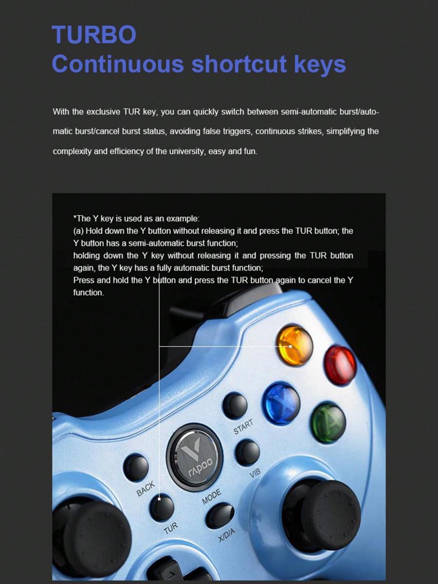 Rapoo V600S Dual Vibration Wireless Wired Game Controller
