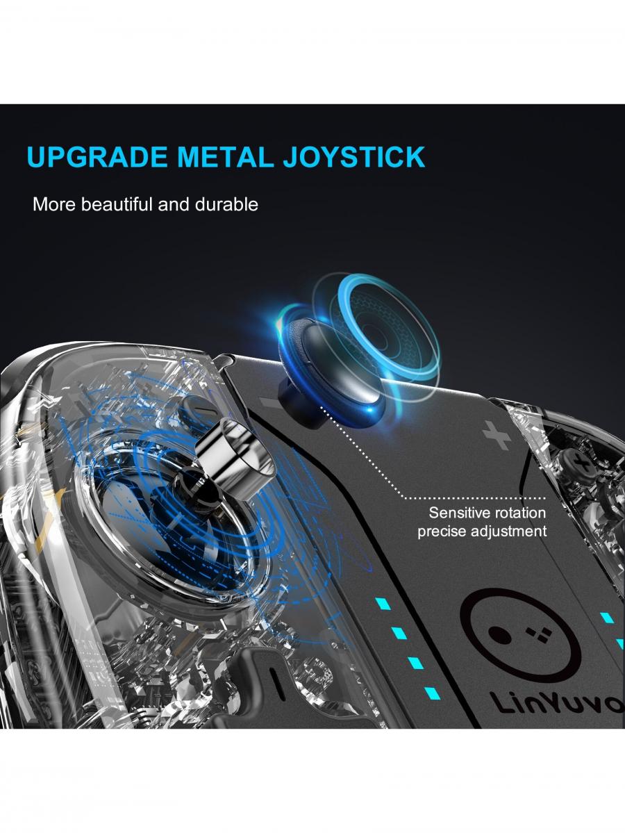 Transparent Metallic RGB Analog Joystick Gamepad for Switch Lite OLED