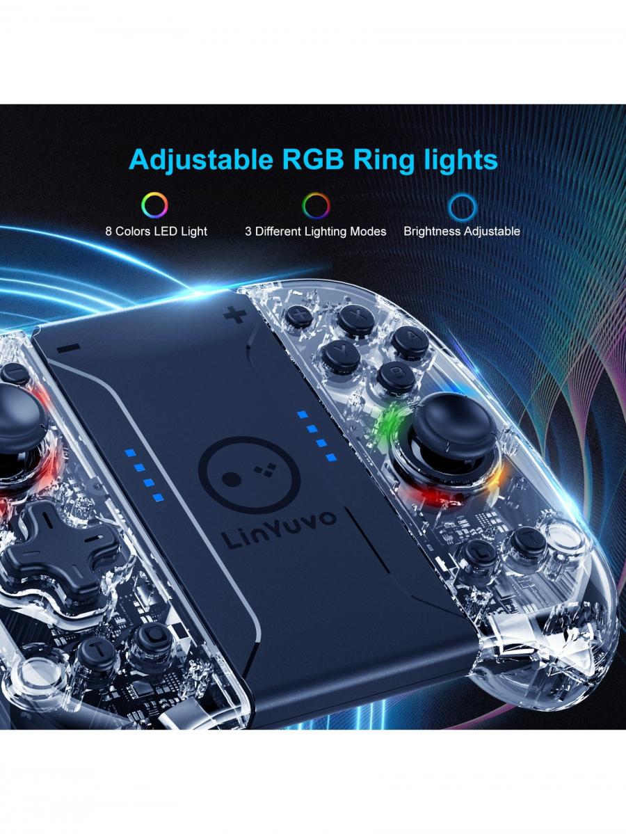 Transparent Metallic RGB Analog Joystick Gamepad for Switch Lite OLED