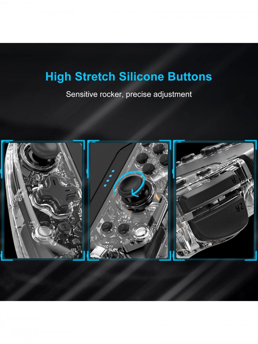 Transparent Metallic RGB Analog Joystick Gamepad for Switch Lite OLED