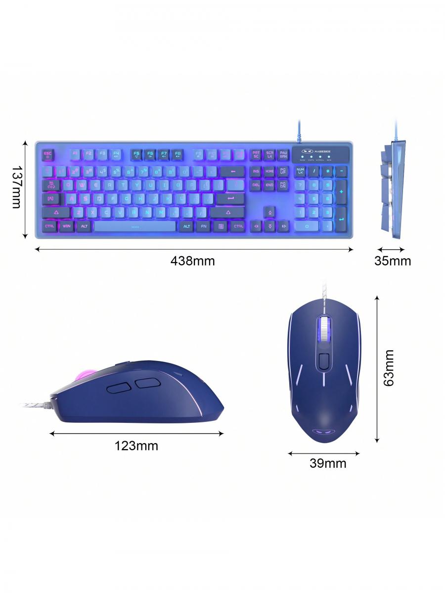 MageGee Blue RGB Gaming Keyboard Mouse Combo Set K1 104 Keys