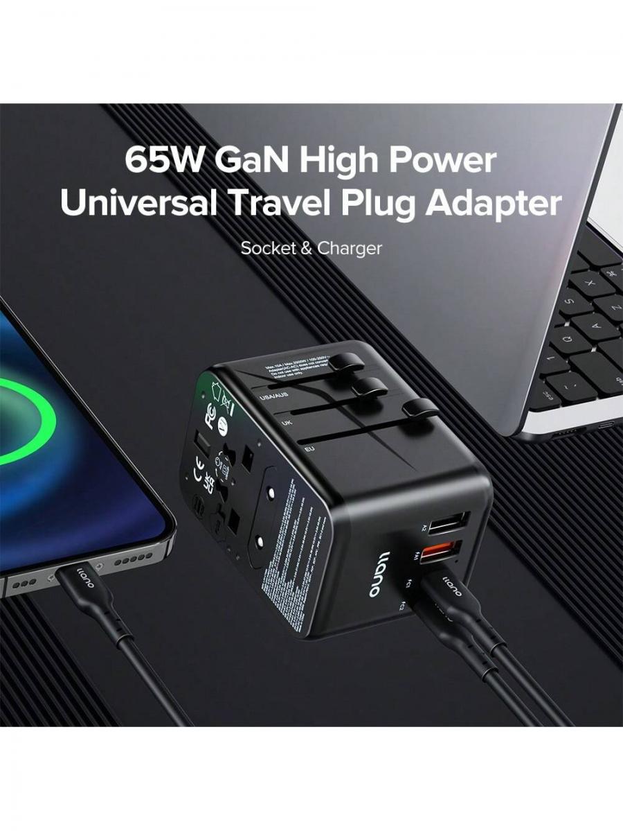 Llano PD65W Universal Travel Plug Adapter Quick Charge AC Charger