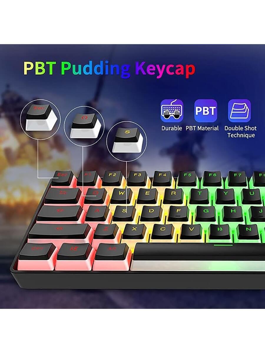 AJAZZ STK61 Kabellose Pudding-Tastenkappen Mechanische Tastatur mit Dual-Modus