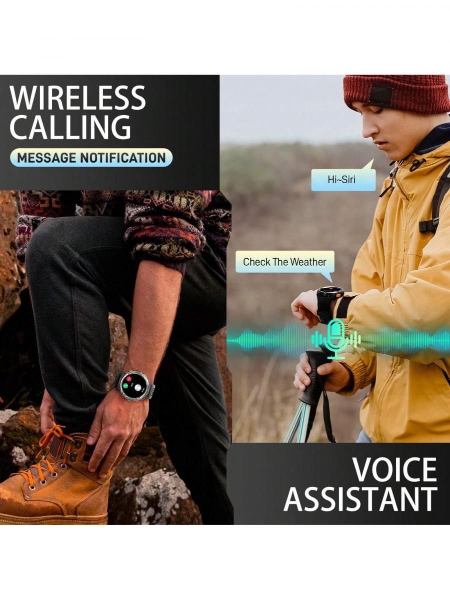 Rugged Smart Watch for Men with Flashlight and Fitness Tracker