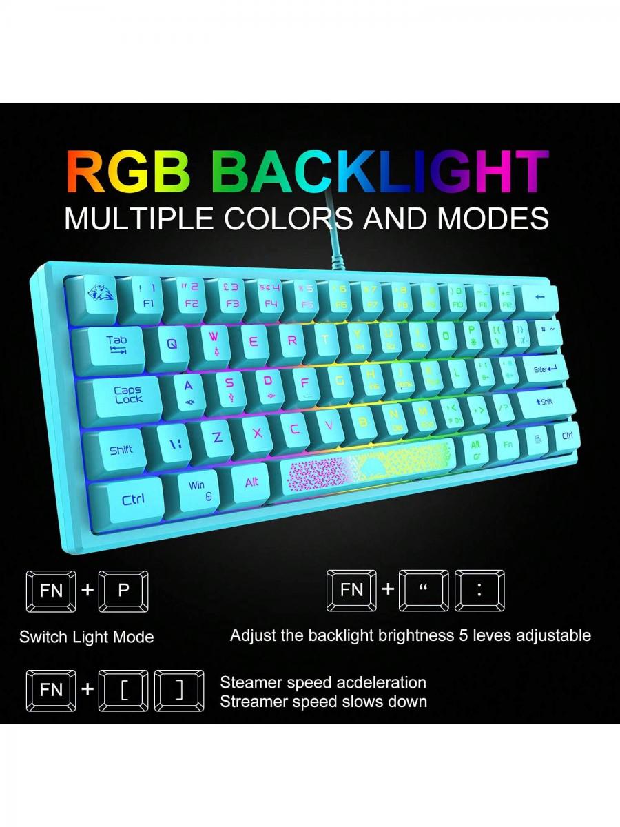 60 Gaming Tastatur Maus Combo Mini RGB Hintergrundbeleuchtung Optische Maus