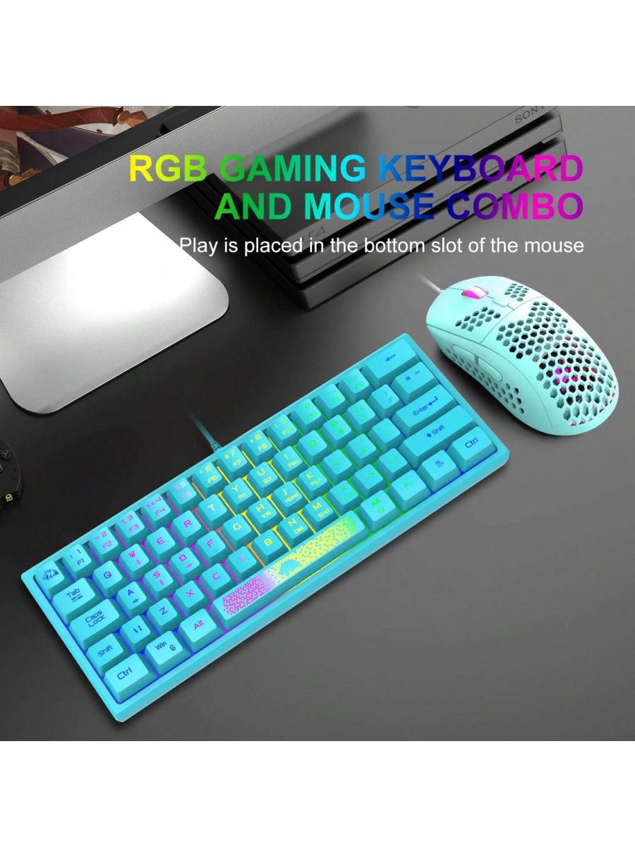 60 Gaming Tastatur Maus Combo Mini RGB Hintergrundbeleuchtung Optische Maus