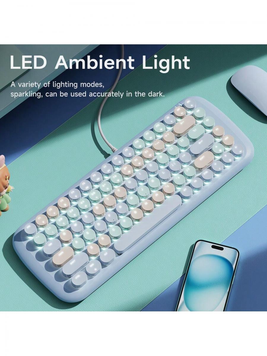 Retro RGB Wired Mechanical Gaming Keyboard for Office Use