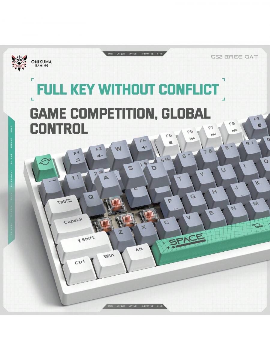 ONIKUMA G52 RGB Wired Gaming Keyboard 82 Keys White Matte Finish